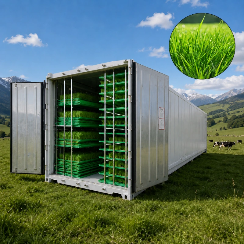 KONTAJNEROVÁ HYDROPONICKÁ FARMA 12m NA KLÍČKY DO KŔMNEJ ZMESI 1300-1500KG/DEŇ 1